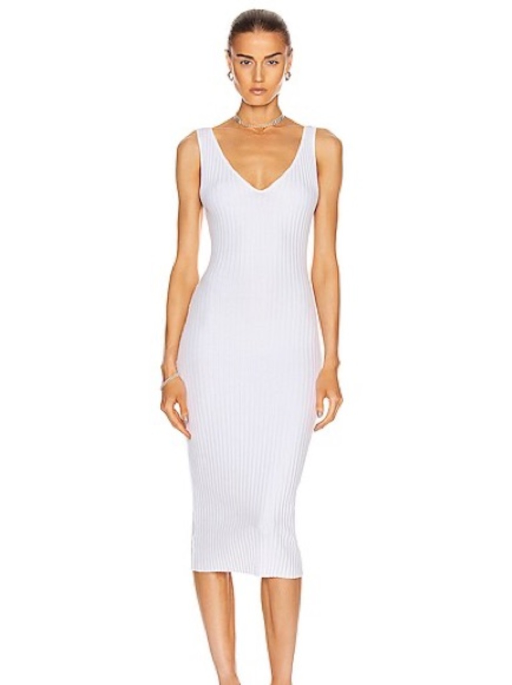 Enza Costa Rib Knit Tank Midi Dress White Size Small